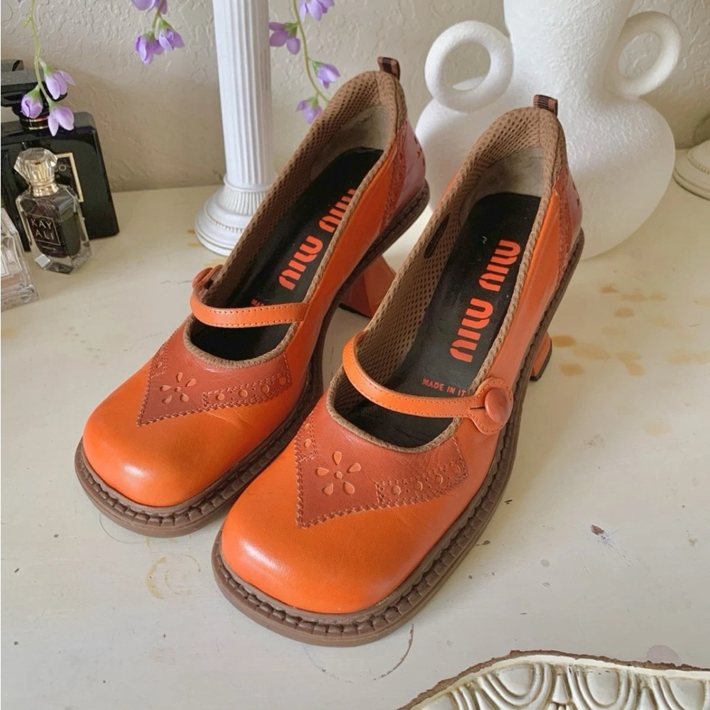 Vintage Miu Miu F/W 1999 Orange Oxford Heels RARE Pinterest Famous EU 37.5
